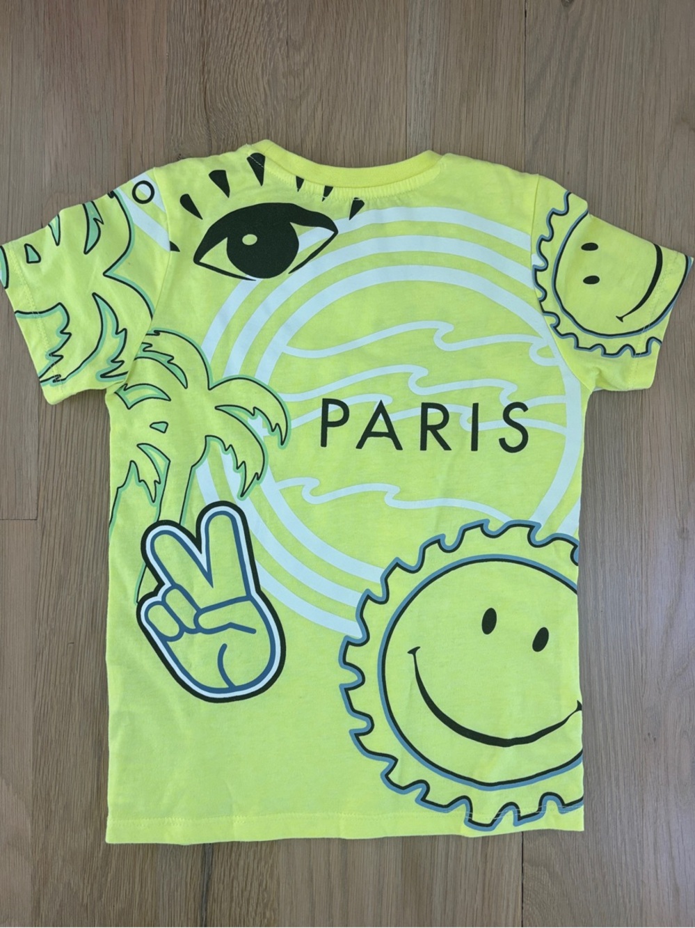 Kenzo Neon Yellow Graphic Tiger & Eye Kids Tee - Picture 2 of 3